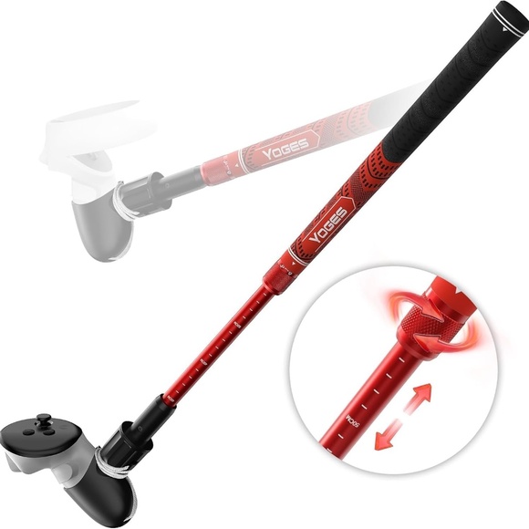 YOGES Adjustable Length VR Golf Club Handle for Meta For Quest 3 or 2 Black/Red - Picture 1 of 15